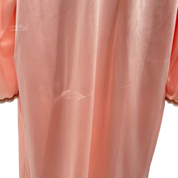 Vanity Fair Vtg 1970's Pink Whisper Lace Accent Satin Ensemble Slip & Robe Set - Picture 12 of 13